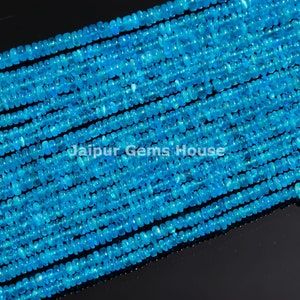 AAA Natural NEON APATITE Plain Rondelle Beads, 3 mm - 4 mm Neon Blue Apatite Gemstone Beads, Apatite Rondelle Beads Strand, Wholesale beads