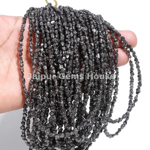 Black Diamond Nuggets Shape Beads, ROUGH DIAMOND Beads, Natural BLACK Diamond Raw Beads, Diamond Nuggets, 3-4 mm Black Diamond Nuggets Beads