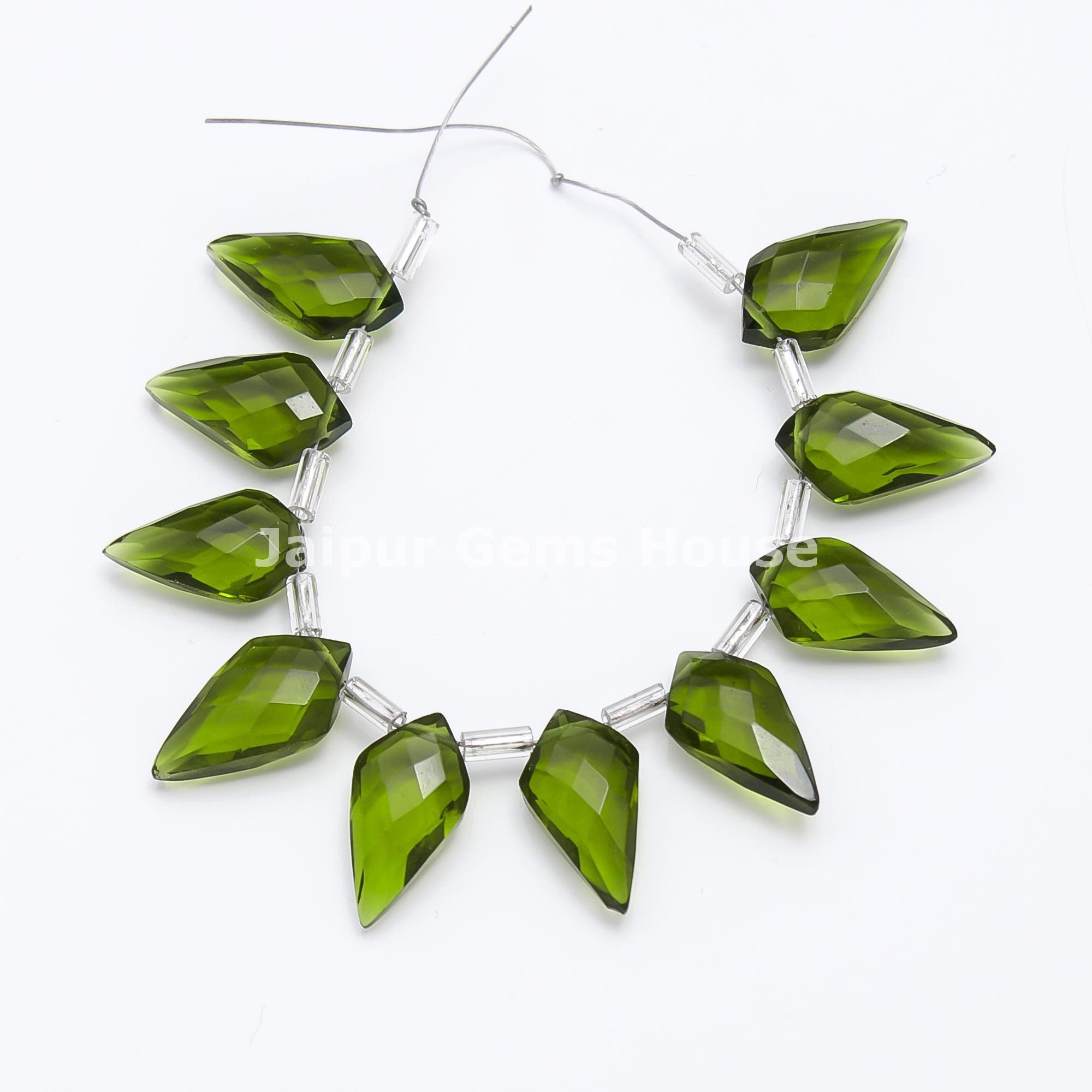 ペリドット ハイドロクォーツ ファセット カイトシェイプ ブリオレット