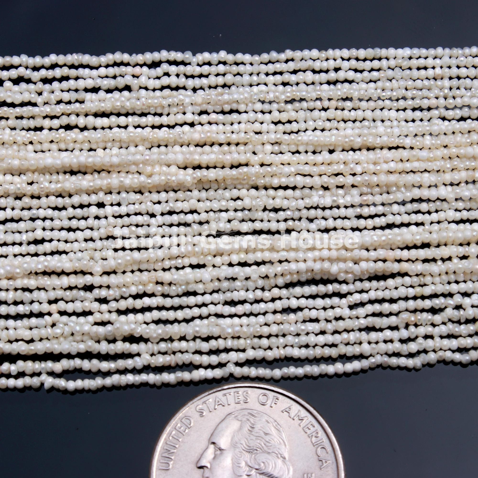 Tiny Natural White Seed Pearls - 1.5-2mm Freshwater Pearl Beads