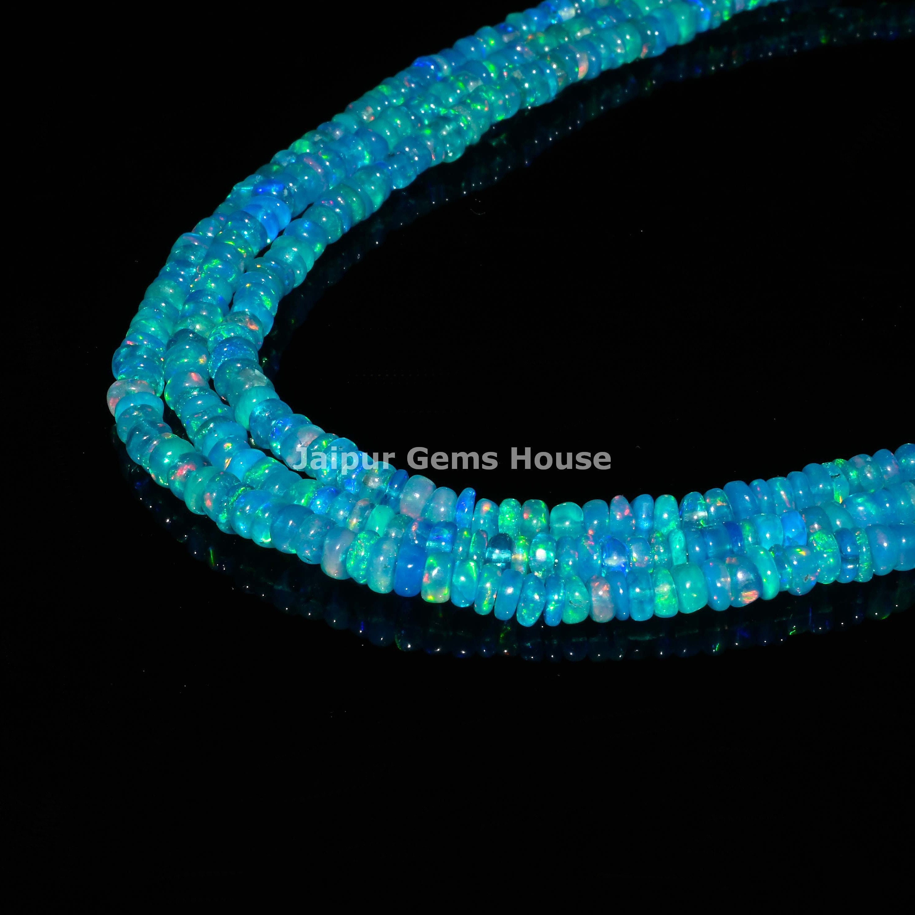 Paraiba Blue Opal Smooth Rondelle Beads Welo Opal Beads Ethiopian Opal Rondelle Beads Blue Opal Plain Beads Fire Opal Beads Flashy Opal