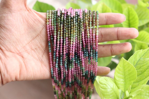 Multi Tourmaline Faceted Round Beads 3 3.5 Mm Natural Tourmaline