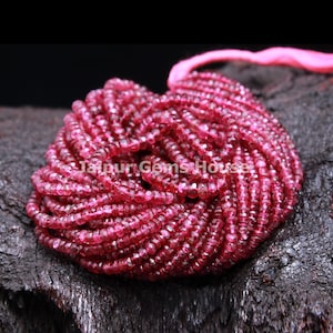 Natural Pink Tourmaline Faceted Rondelle Beads, 3-4 mm Pink Tourmaline Rondelle Beads, Faceted Pink Tourmaline Wholesale Beads Strand