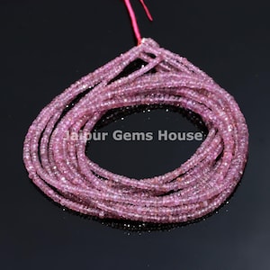 100% Natural PINK SAPPHIRE Faceted Rondelle Beads, 3 mm Pink Sapphire Rondelle Beads, AAA+ Quality Sapphire Beads Strand for Jewelry