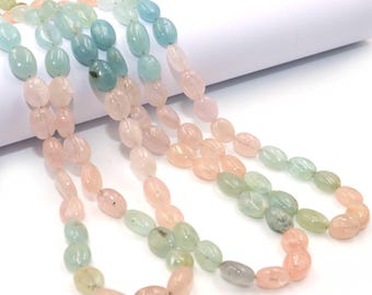 Collier Perles Aigue-marine Naturelle Taille Ovale 6x4 à 10x7 Mm - Longueur 18 Pouces (44 Carats), Neuf