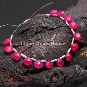 Natural Hot Pink Chalcedony Faceted Heart Shape Briolettes, 10 mm Superb Quality Pink Chalcedony Gemstone Beads for Jewelry Making Craft