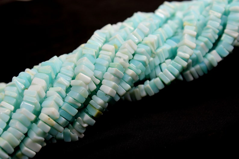 Peru Opal Smooth Heishi Square Gemstone Beads,15 Strand,5-5.5 mm AAA Quality Blue Peru Opal Smooth Heishi Square Shape Beads