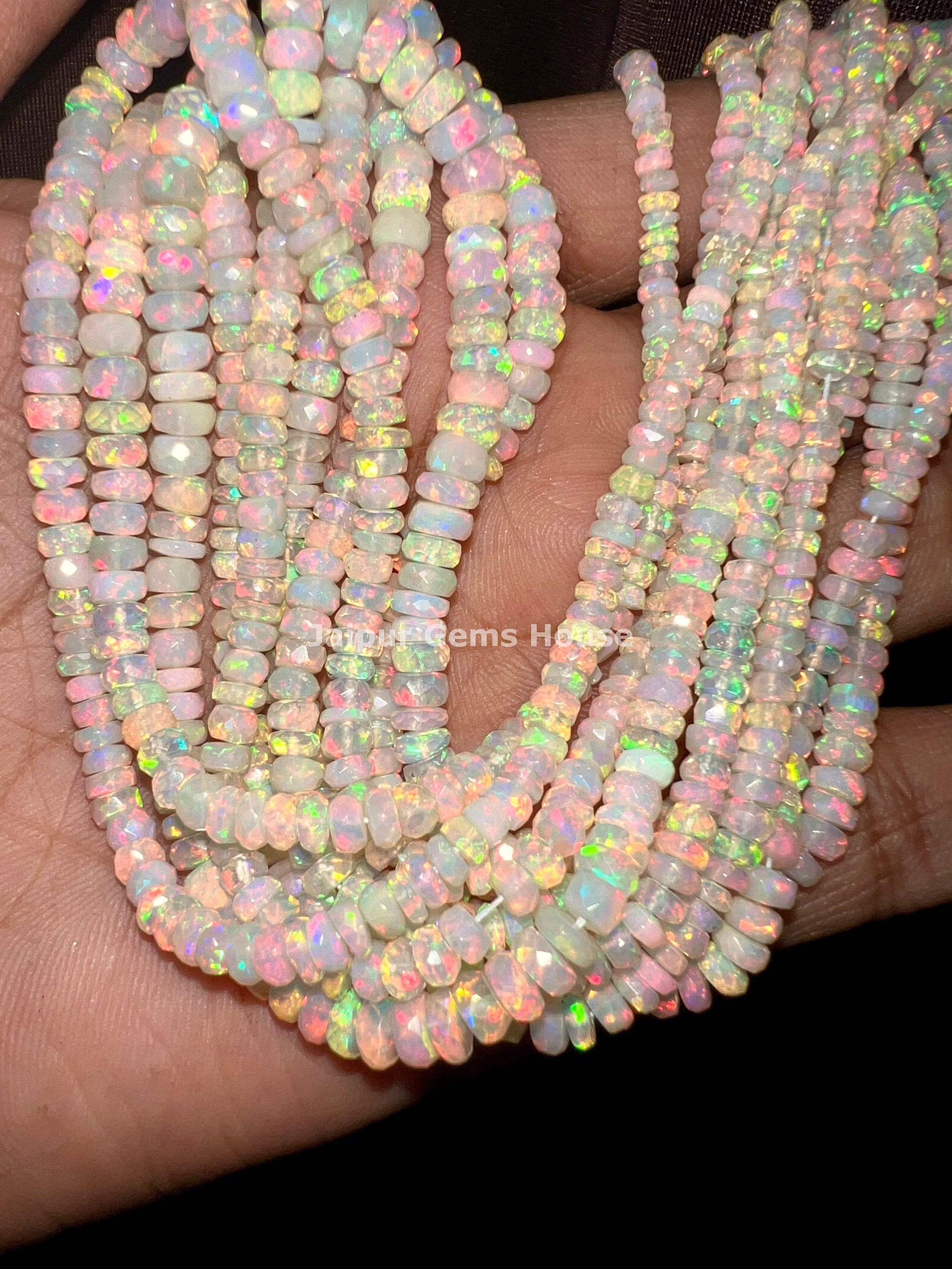 Opal Beads | Smooth opal Rondelle Beads Natural Ethiopian Opal Beads yellow Multi Fire Opal Wholesale Beads 3-5 MM size Beads Opal Beads | Smooth opal Rondelle Beads Natural Ethiopian Opal Beads yellow Multi Fire Opal Wholesale Beads 3-5 MM size Beads