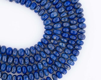 Natural Lapis Lazuli Beads, Lapis Lazuli Smooth Beads, Lapis Lazuli Rondelle Beads, 7-8 MM Lapis Smooth Rondelle Beads, Blue Lapis Beads