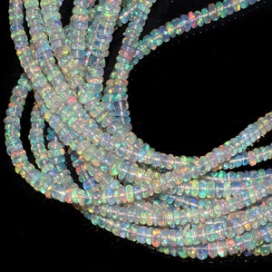 Ethiopian Opal Smooth Rondelle Beads, AAA Top Quality Ethiopian Opal Beads, Multi Fire Opal Beads, Welo Opal Beads, Fire Opal Gemstone Beads