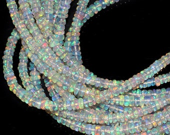 elegant necklace Rondelles 3130 fire opal handmade delicate neck wear ethnic Ethiopian Opal Beads Necklace partywear annivesary gift