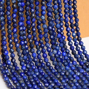 4mm Lapis Lazuli Faceted Beads  Natural Lapis Lazuli Beads  AAA+ Quality Lapis Lazuli Faceted Round Beads  Lapis Beads Strand on Wholesale