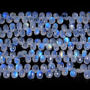 Superb Quality Rainbow Moonstone Smooth Drop Beads Natural Rainbow Moonstone Briolette Blue Flash Moonstone Teardrop Beads Dangle Earrings
