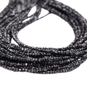 ROUGH DIAMOND Beads, Natural BLACK Diamond Raw Beads, Diamond Nuggets, 2-3 mm Black Diamond Uncut Beads, Conflict Free Diamond Beads Strand