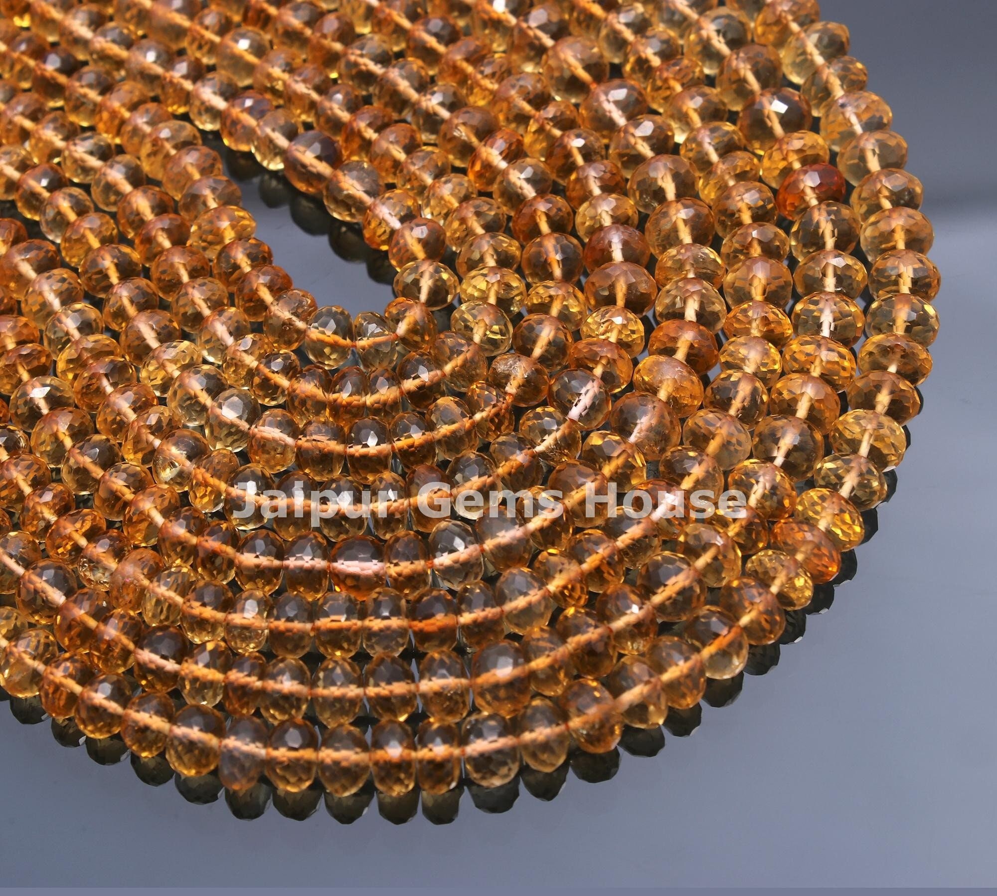 AAA Quality Citrine Faceted Rondelle Beads Natural Citrine