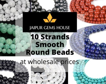 5 Strands 4mm, 6mm, 8mm Smooth Round Gemstone Beads, AAA Quality 15.5 inches Smooth Round Beads Strand for Jewelry Making, Wholesale Beads