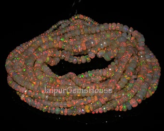 Top Quality Ethiopian Opal Faceted Rondelle Beads Rare Multi Fire Ethiopian Opal Rondelle Beads Welo Opal Beads Limited Stock Available