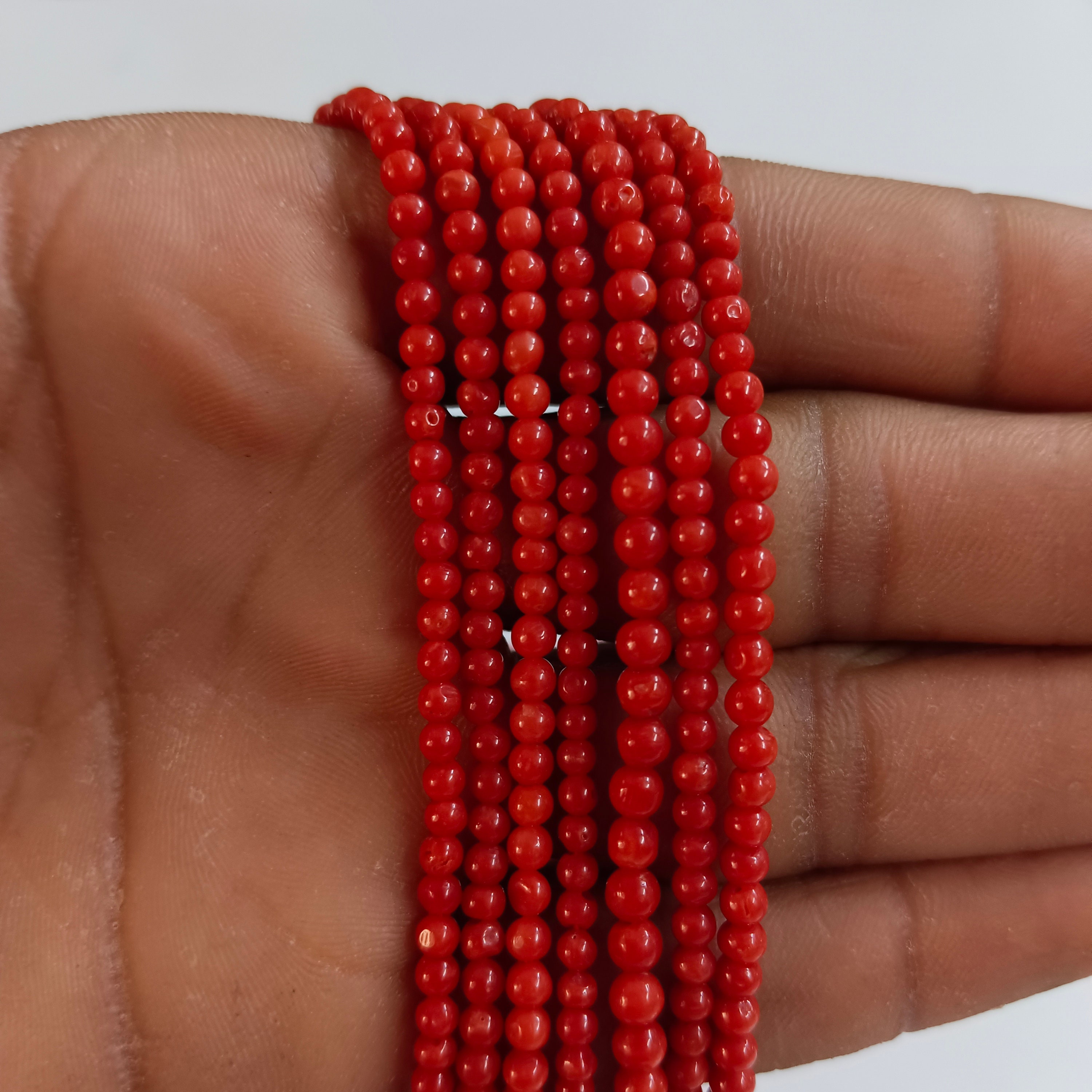 Gorgeous Natural Red Coral Loose Beads For Jewelry Making - 15 Strands Of AAA Quality
