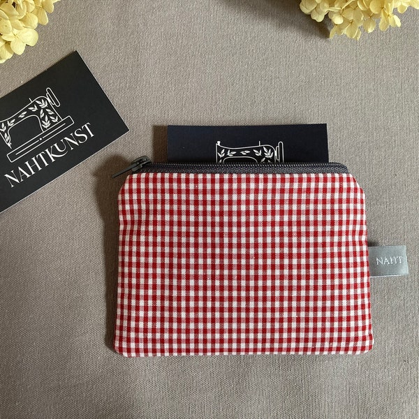 Rot-weiß karierte Mini-Tasche / Stoff Mini-Geldbeutel