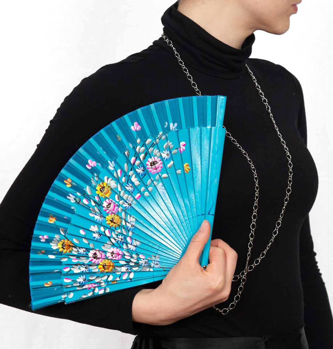 Folding Hand Fan Necklace, Flix Fan Necklaces, Wood Hand Fans, Folding