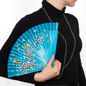 Folding hand fan necklace, Flix Fan Necklaces, wood hand fans, folding fan to wear, flirty fan, folding fan on chain