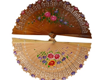Flix Fan Necklace: Hand-Painted Folding Wood Fan on Chain