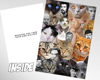 Cats & Killers | FREE DELIVERY | Birthday Card | Serial Killers | Valentines | Murder | Cat | Love | Offensive | True crime | Halloween