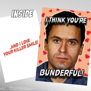Ted Bundy | Geburtstagskarte | Serienmörder | Valentinstag | Mord | Katze | Liebe | Offensiv | Wahre Kriminalität | Halloween