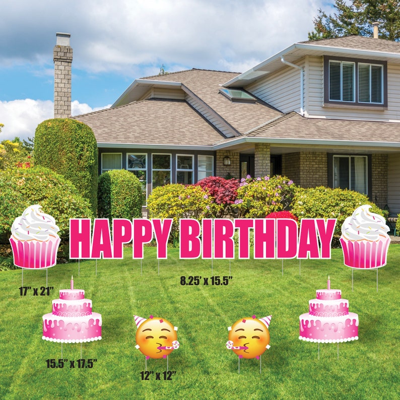 Happy Birthday Yard Signs Cupcakes Birthday Cakes and Etsy