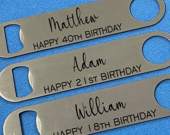 Personalised birthday Bottle Opener | personalised bar blade | premium birthday gift | 40th birthday gift personalised