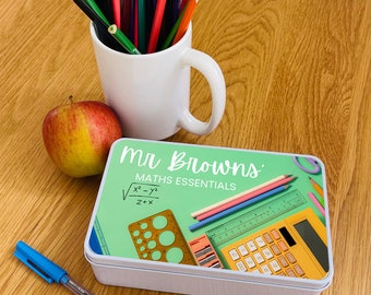 Personalised Teacher Tin - Personalised Teacher Biscuit Tin - Maths Teacher - Teacher Gift - Sticker Box -Thank you teacher Gift