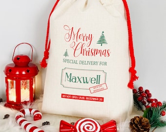 Christmas Decorative Santa Sack | Personalised Gift Bag | Festive Christmas Stocking| Special delivery