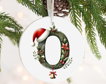 Personalised Initial Christmas Tree Decorations - Ceramic Decorations - Tree decorations - Christmas Gift - Santa hat - Gift Decorations