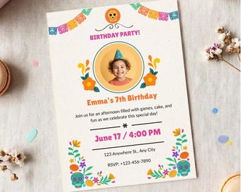 Festival Birthday Invitation Template Editable in Canva | Boho Party Invite Printable Digital Download | Text or Email Invitation