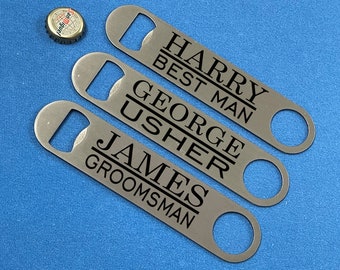Personalised Bottle Opener | personalised bar blade | premium Wedding Party gift | Father of the Bride| Usher| Best Man| Groom| personalised