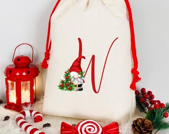 Christmas Decorative Santa Sack | Personalised Gift Bag | Festive Christmas Stocking| Gonk | Gnome