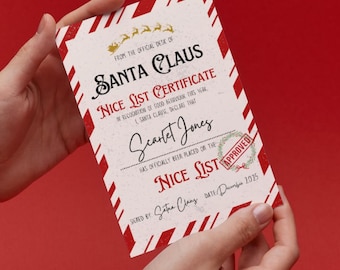 Personalised Nice List Certificate - Christmas - Santa Certificate - Children's Keepsake