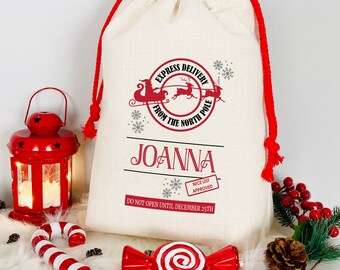 Christmas Decorative Santa Sack | Personalised Gift Bag | Festive Christmas Stocking| North Pole Delivery