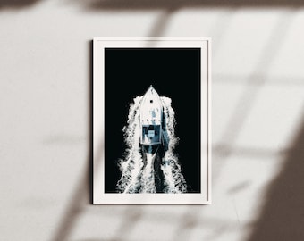 Classic Downeast Boat Aerial Photo - Nautical Wall Art Print, Coastal Decor