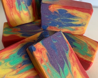 Rainbow Fusion Vegan Soap Bar | Handmade Cold Process Artisan Soap