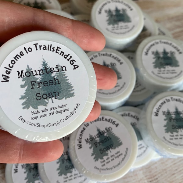 Custom Guest Soaps | Shrink-Wrapped Round Soaps with Personalized Stickers | Perfect for AirBnB or Vacation Home Guest Soaps