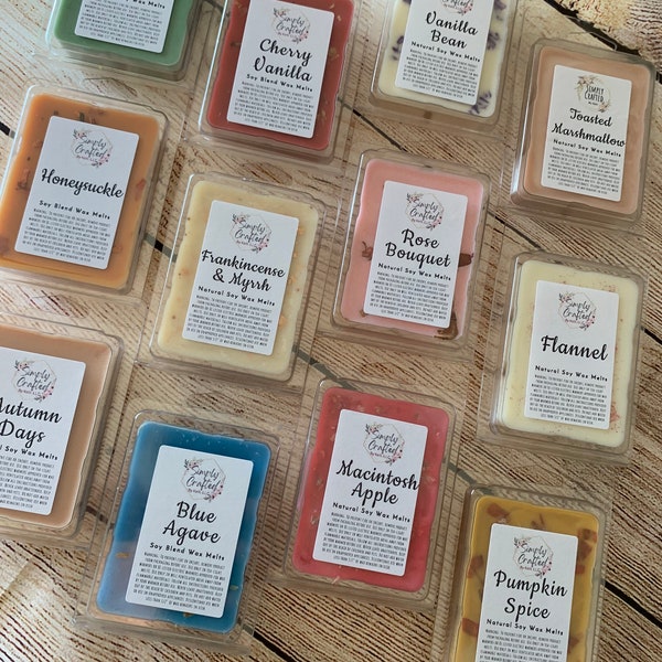 Soy Wax Melts - Strong Fragrance | Assorted Scents | Wax Melts - Plain or with Dried Flowers