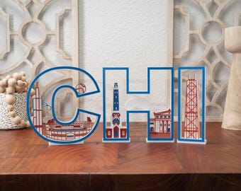 Chicago Landmarks Wall Decor Letters: Sears Tower, Wrigley Field