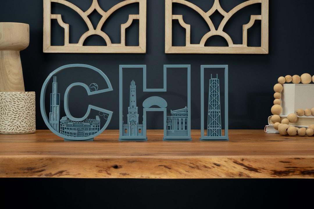 Chicago Landmark Decor Letters, 3D Printed PLA Plastic, Sapphire Grey ...