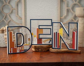 3D Printed Denver Landmark Art Full Color | Cityscape Home Decor | Mile High City | Broncos