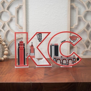 Kansas City Wall Decor in Color | KC Skyline | Union Station | Kansas City Art | Midwest Cityscape | Kauffman Center Replica | BBQ Sign