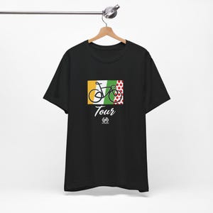 T-shirt noir aux couleurs du Grand Tour de France | Vélo de route | T-shirt de cyclisme | Cycliste | Visite guidée