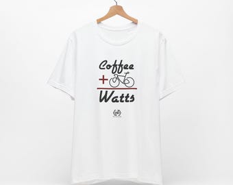 Coffee Cycling T-Shirt: Powered by Watts - Cyclist Gift