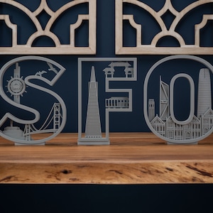 3D Printed San Francisco Wall Art: SFO Skyline, Golden Gate Bridge