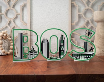 Boston Landmarks 3D Wall Art: Massachusetts Gift, Cityscape Decor
